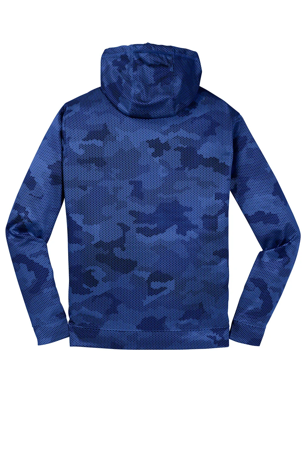 Sport-Tek Mens Sport-Wick CamoHex Moisture Wicking Fleece Hooded Sweatshirt Hoodie w/ Pouch Pocket - True Royal Blue