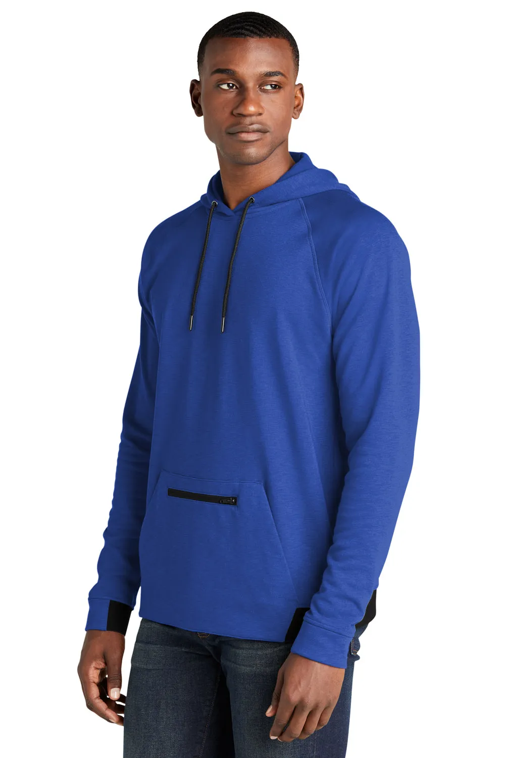 Sport-Tek Mens Strive PosiCharge Hooded Sweatshirt Hoodie w/ Pouch Pocket - True Royal Blue