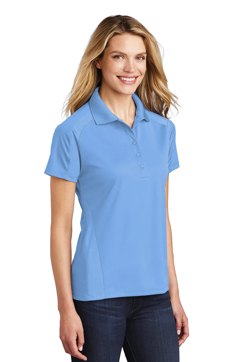 Sport-Tek Womens Dri-Mesh Moisture Wicking Short Sleeve Polo Shirt - Carolina Blue