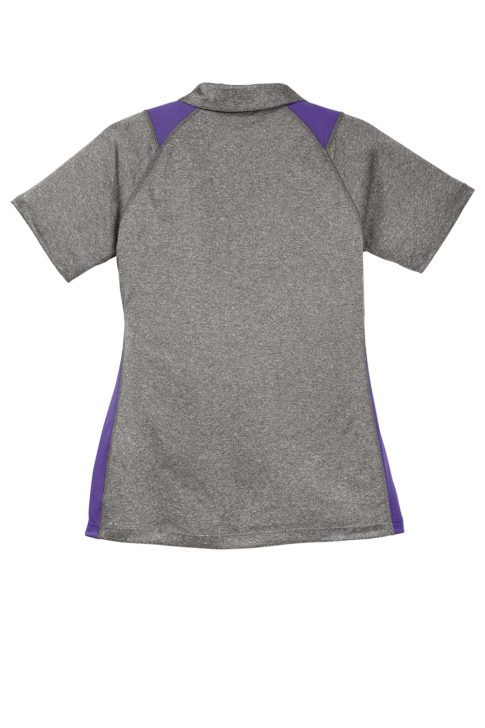 Sport-Tek Womens Heather Contender Moisture Wicking Short Sleeve Polo Shirt - Heather Vintage Grey/Purple