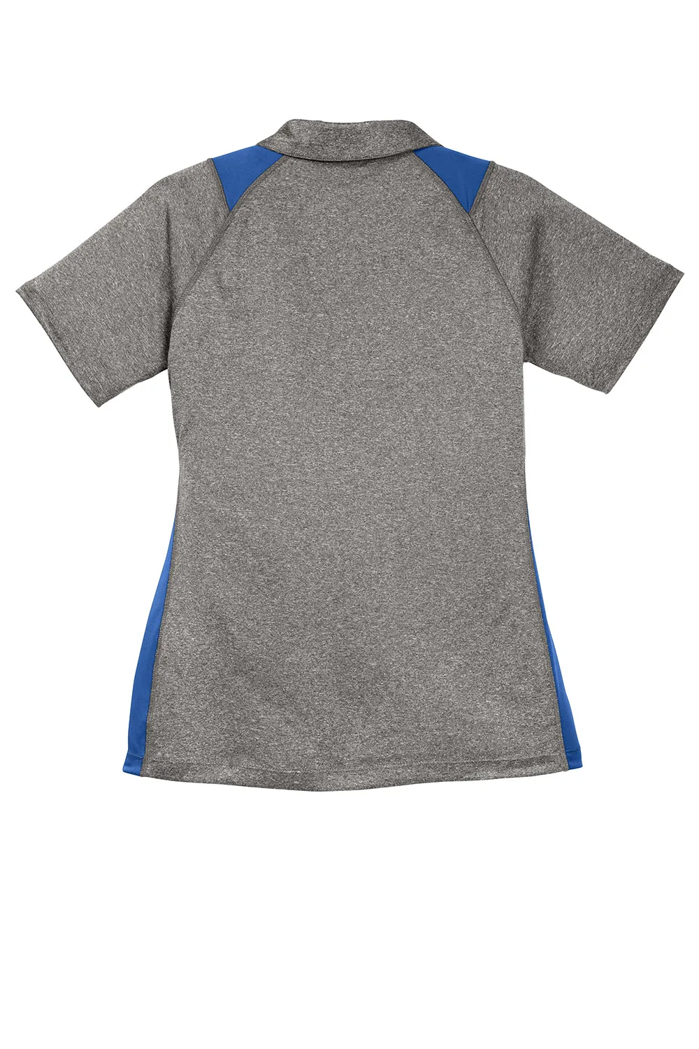 Sport-Tek Womens Heather Contender Moisture Wicking Short Sleeve Polo Shirt - Heather Vintage Grey/Royal Blue