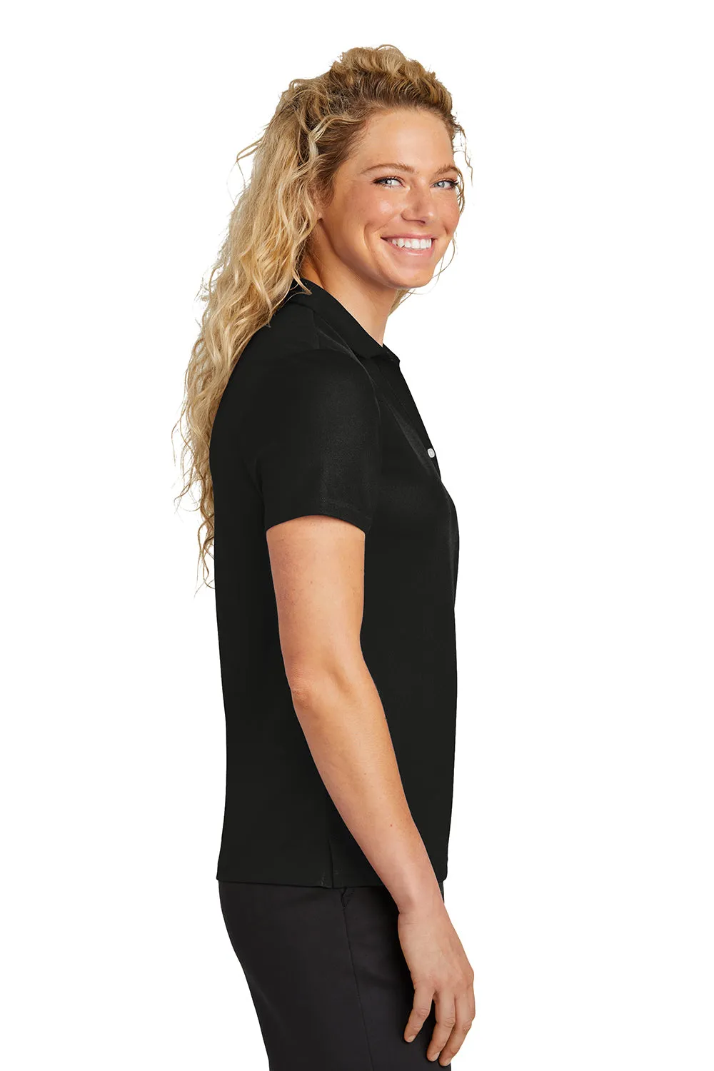 Sport-Tek Womens Moisture Wicking Micropique Short Sleeve Polo Shirt - Black