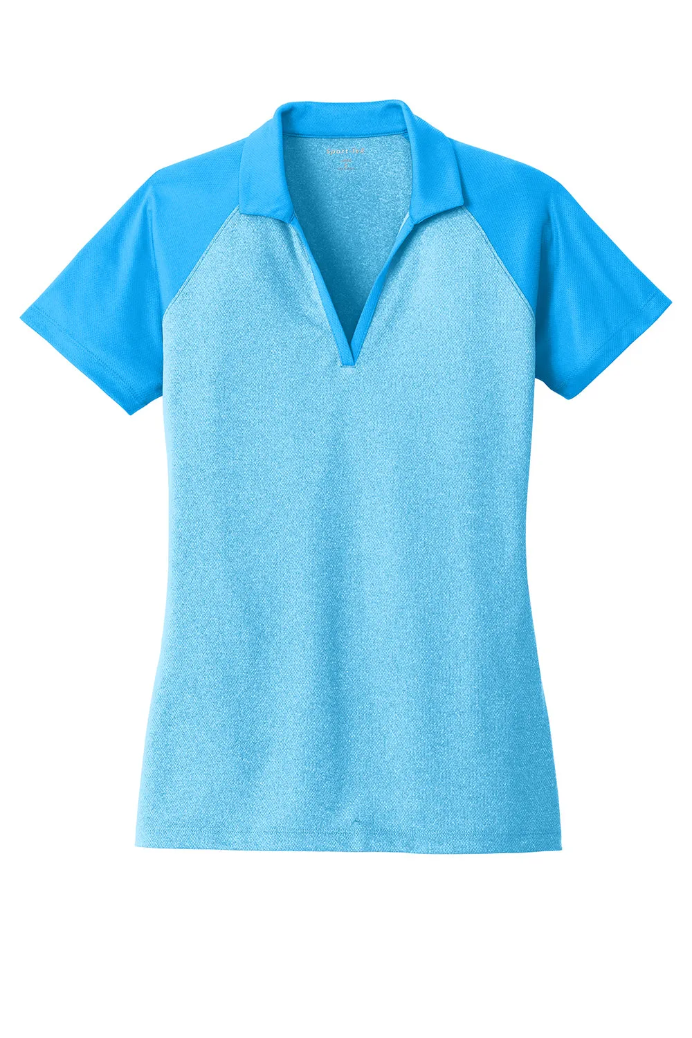 Sport-Tek Womens RacerMesh Moisture Wicking Short Sleeve Polo Shirt - Heather Pond Blue/Pond Blue - Closeout