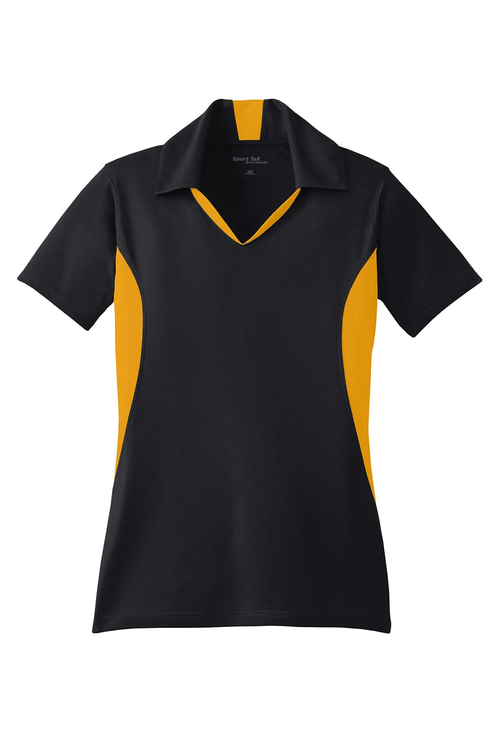 Sport-Tek Womens Sport-Wick Moisture Wicking Short Sleeve Polo Shirt - Black/Gold