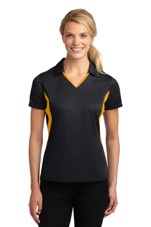 Sport-Tek Womens Sport-Wick Moisture Wicking Short Sleeve Polo Shirt - Black/Gold
