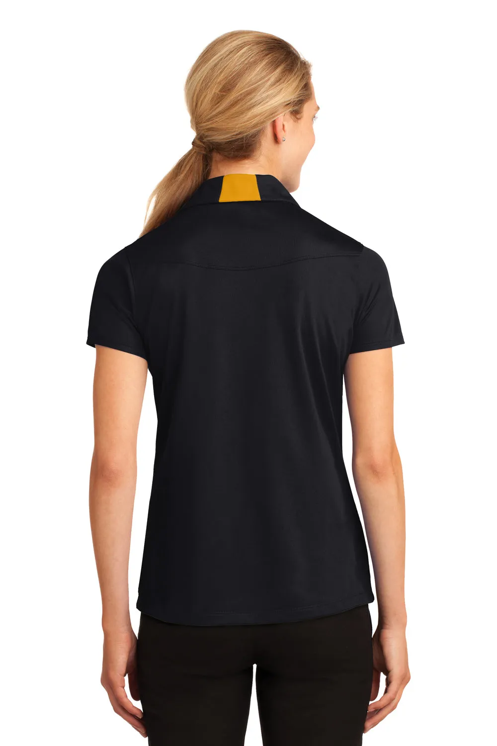 Sport-Tek Womens Sport-Wick Moisture Wicking Short Sleeve Polo Shirt - Black/Gold