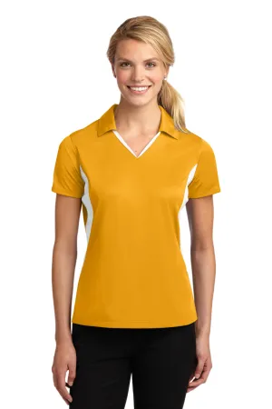 Sport-Tek Womens Sport-Wick Moisture Wicking Short Sleeve Polo Shirt - Gold/White - Closeout