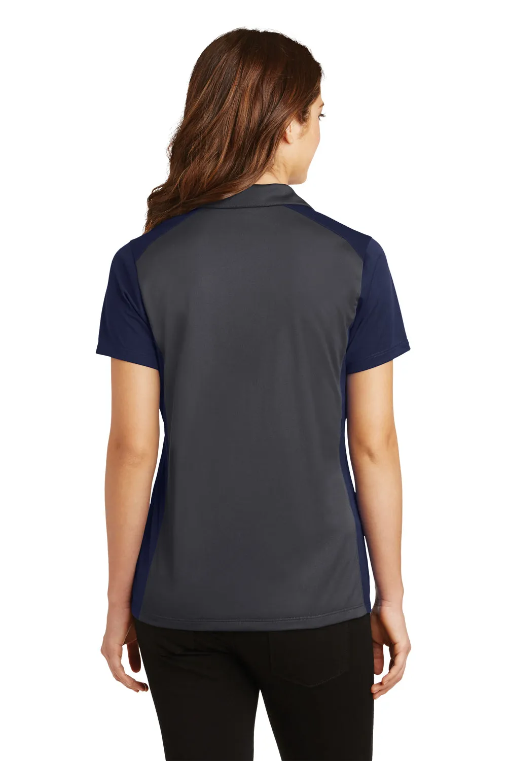 Sport-Tek Womens Sport-Wick Moisture Wicking Short Sleeve Polo Shirt - Iron Grey/True Navy Blue - Closeout