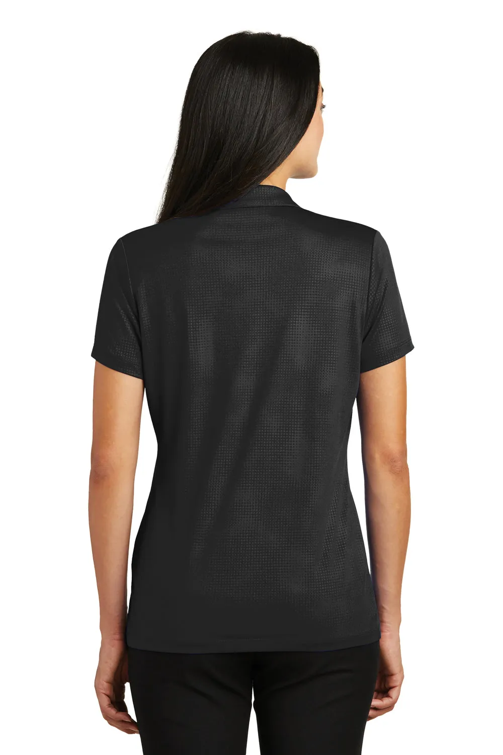 Sport-Tek Womens Tough Moisture Wicking Short Sleeve Polo Shirt - Black - Closeout