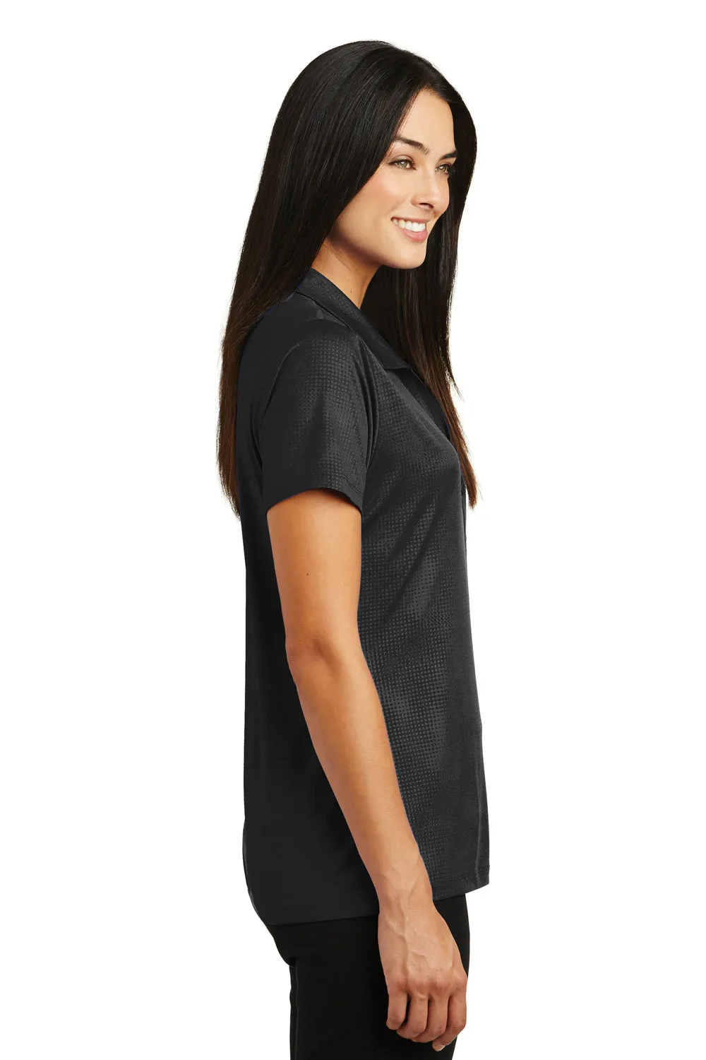 Sport-Tek Womens Tough Moisture Wicking Short Sleeve Polo Shirt - Black - Closeout