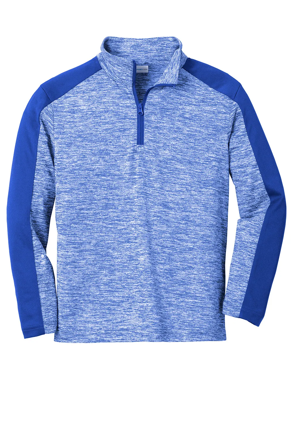 Sport-Tek Youth Electric Heather Moisture Wicking 1/4 Zip Sweatshirt - True Royal Blue Electric/True Royal Blue