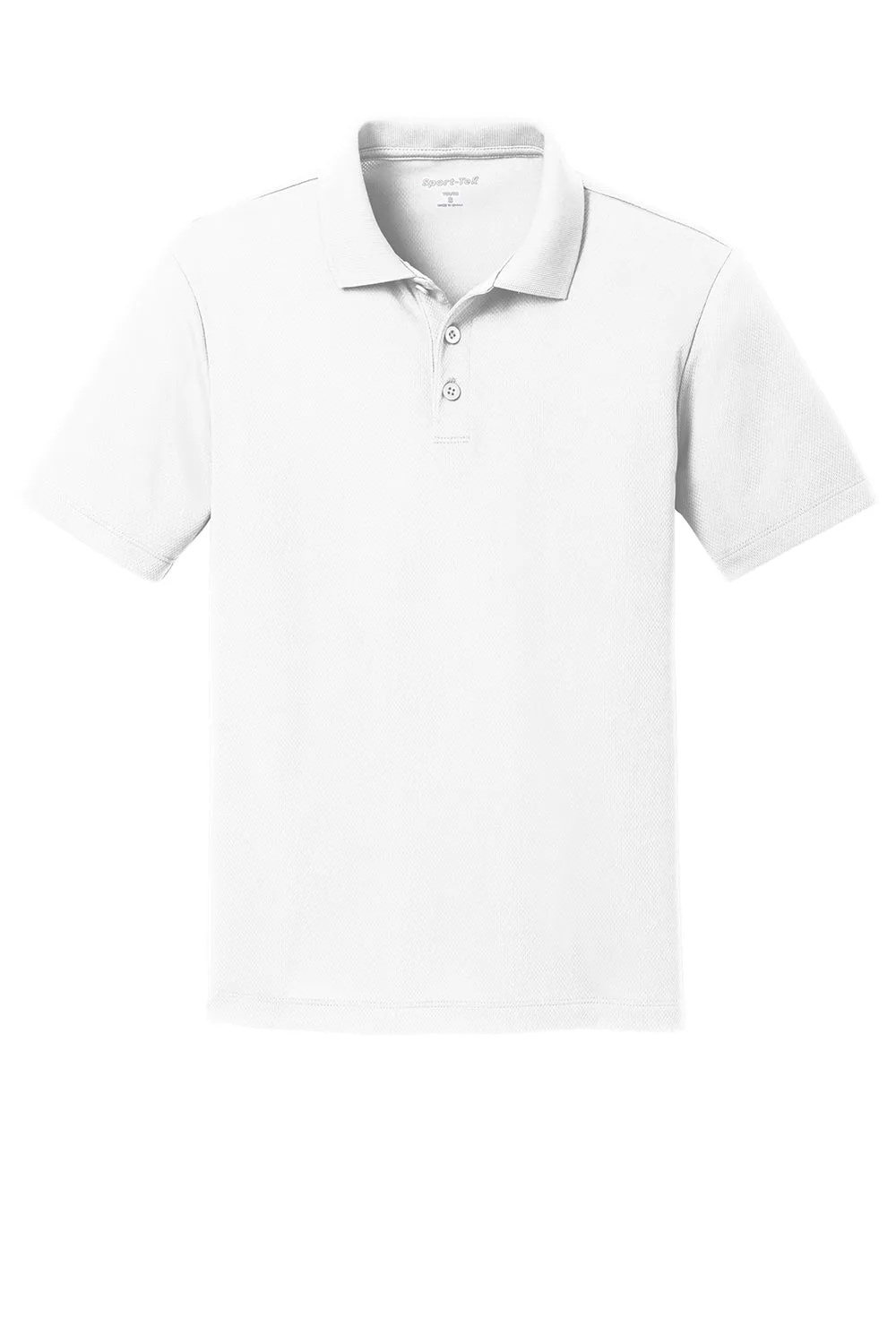 Sport-Tek Youth RacerMesh Moisture Wicking Short Sleeve Polo Shirt - White