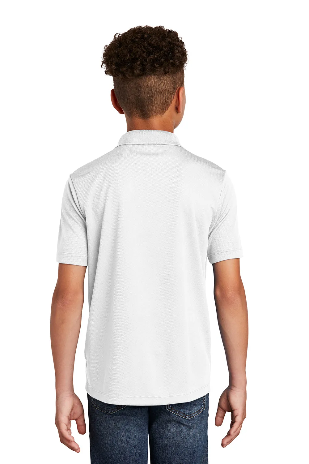 Sport-Tek Youth RacerMesh Moisture Wicking Short Sleeve Polo Shirt - White