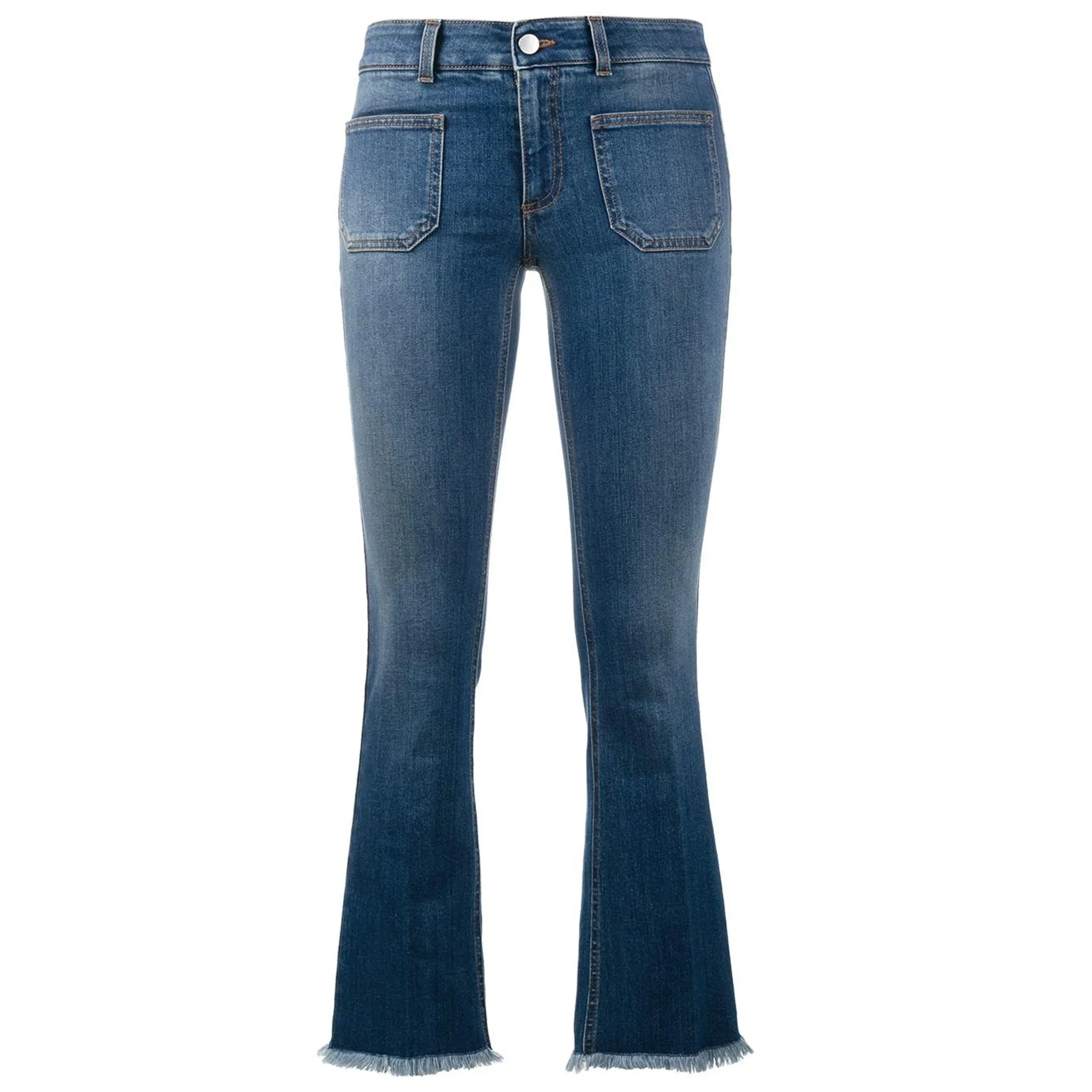 Stella McCartney Kick Flare Frayed Pocket Jeans Dark