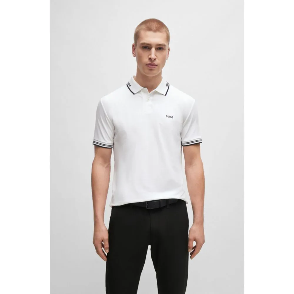 Stretch-cotton slim-fit polo shirt with branding