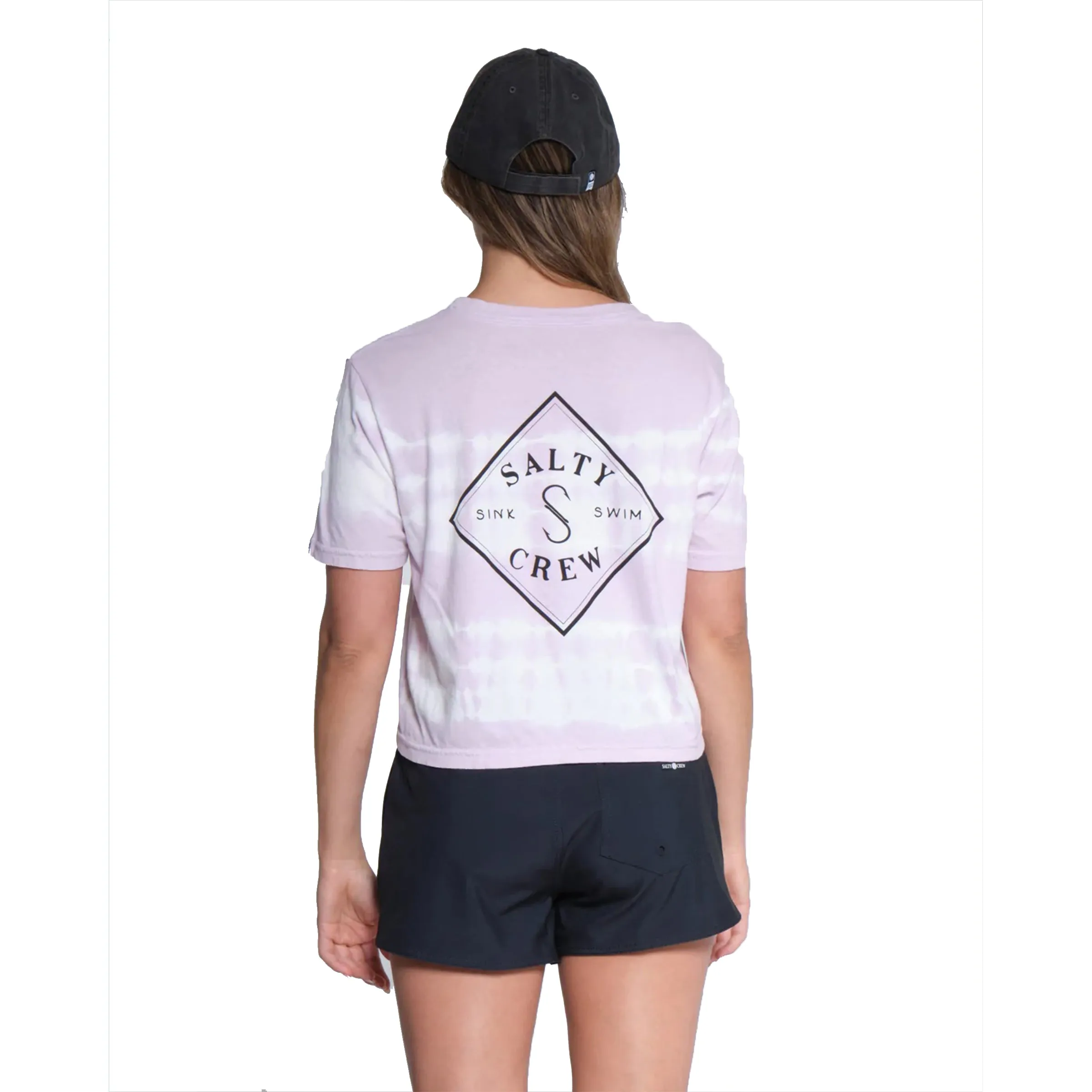 Stripe Tippet Crop Boyfriend Tee - Lavender Fog