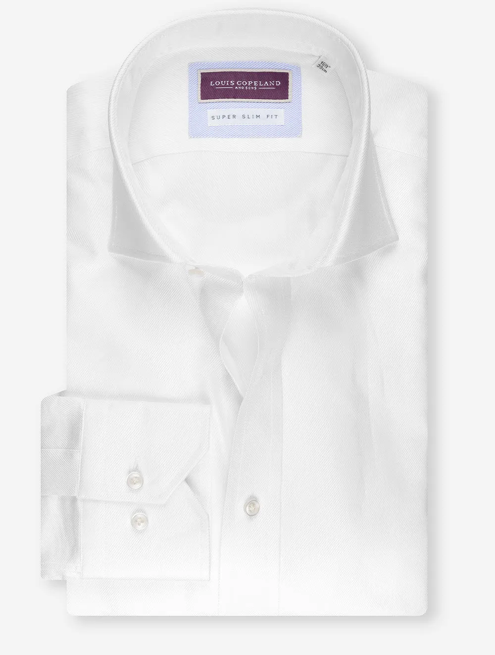 Superslim Fit Thomas Mason Twill Single Cuff White