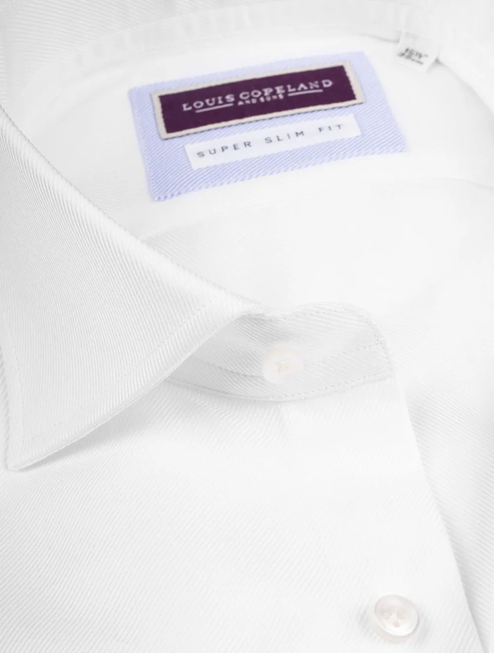 Superslim Fit Thomas Mason Twill Single Cuff White