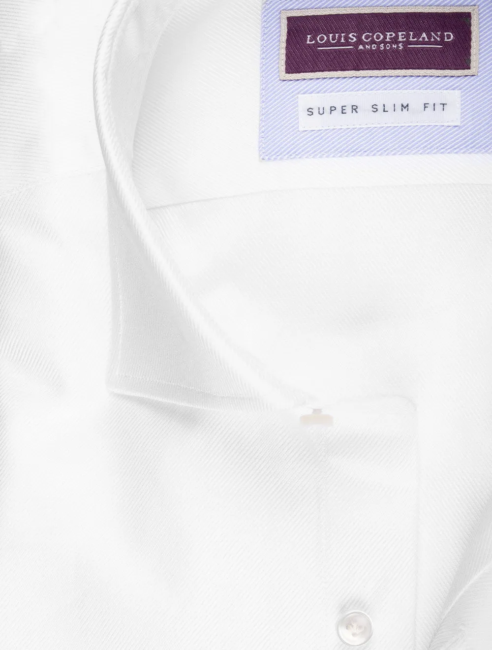 Superslim Fit Thomas Mason Twill Single Cuff White