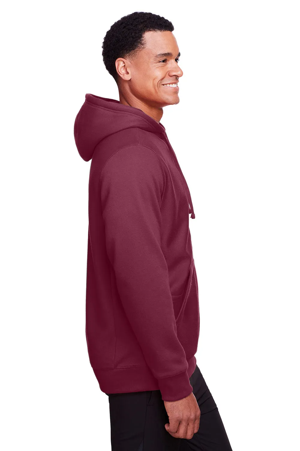 Team 365 Mens Zone HydroSport Fleece Water Resistant Full Zip Hooded Sweatshirt Hoodie w/ Pockets - Dark Maroon