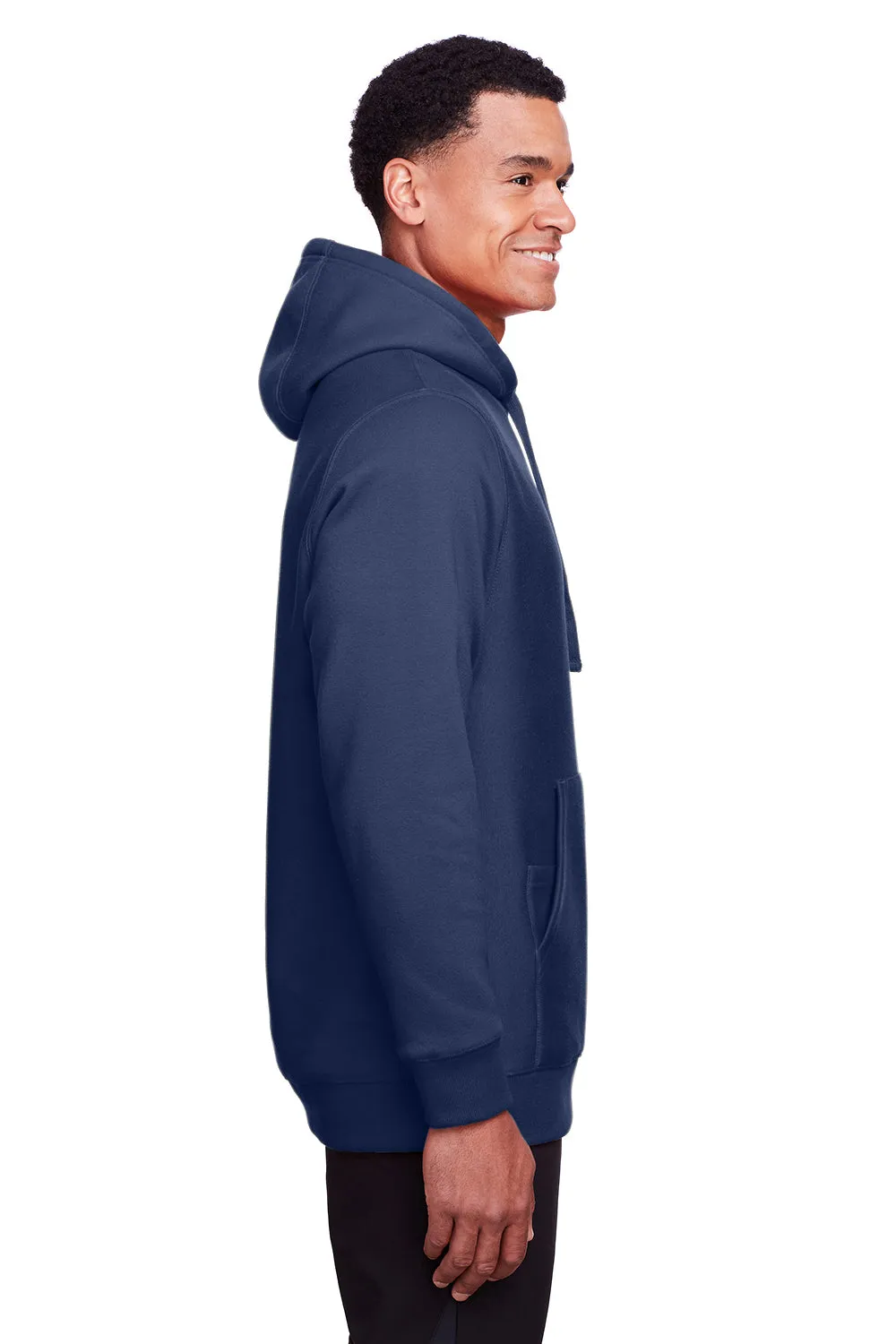 Team 365 Mens Zone HydroSport Fleece Water Resistant Hooded Sweatshirt Hoodie w/ Pouch Pocket - Dark Navy Blue