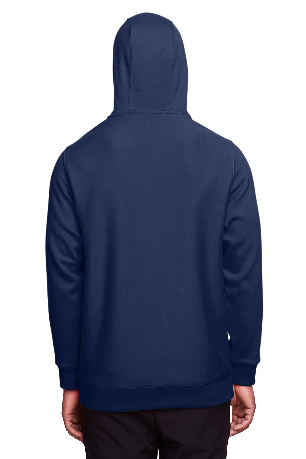 Team 365 Mens Zone HydroSport Fleece Water Resistant Hooded Sweatshirt Hoodie w/ Pouch Pocket - Dark Navy Blue