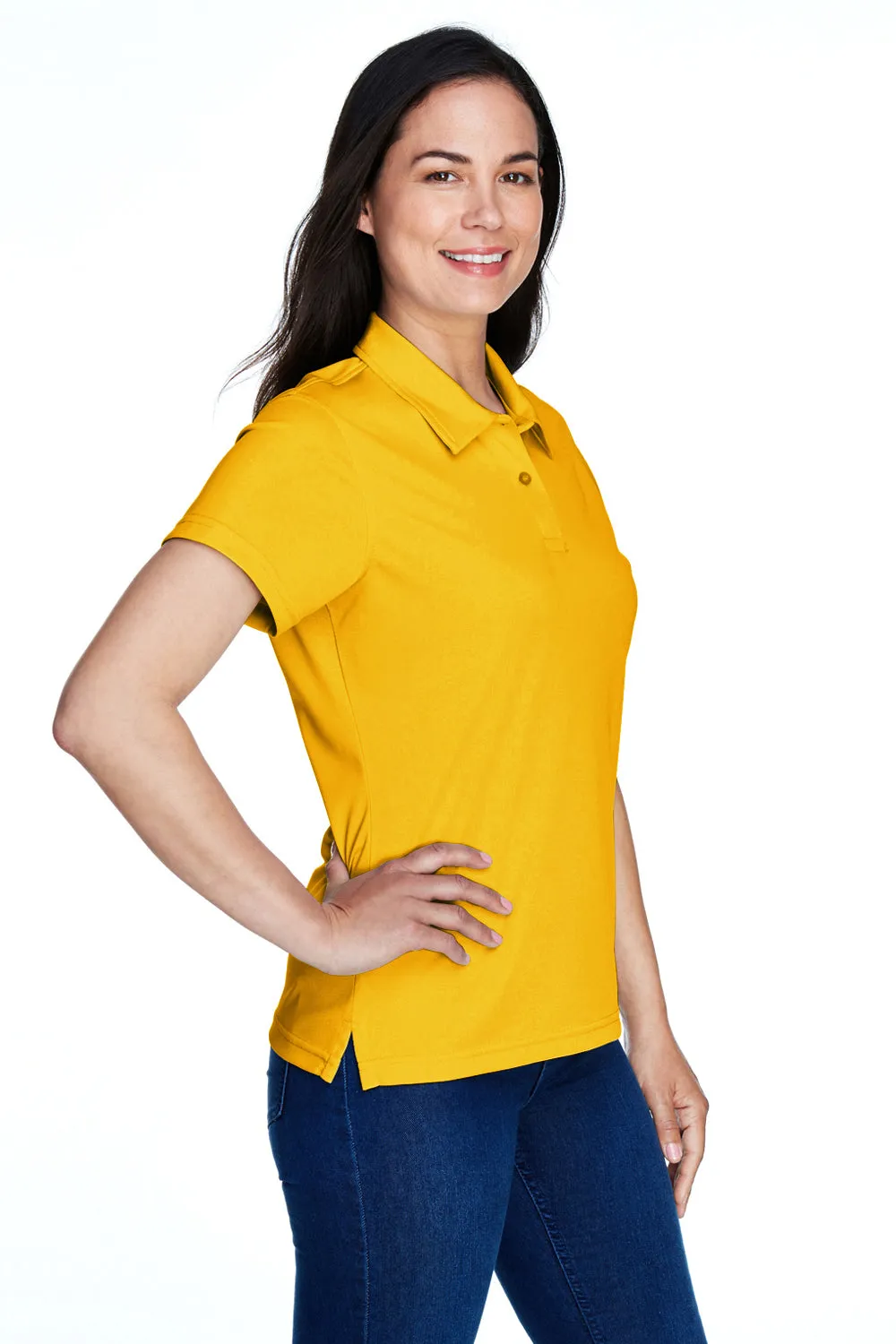 Team 365 Womens Command Performance Moisture Wicking Short Sleeve Polo Shirt - Athletic Gold