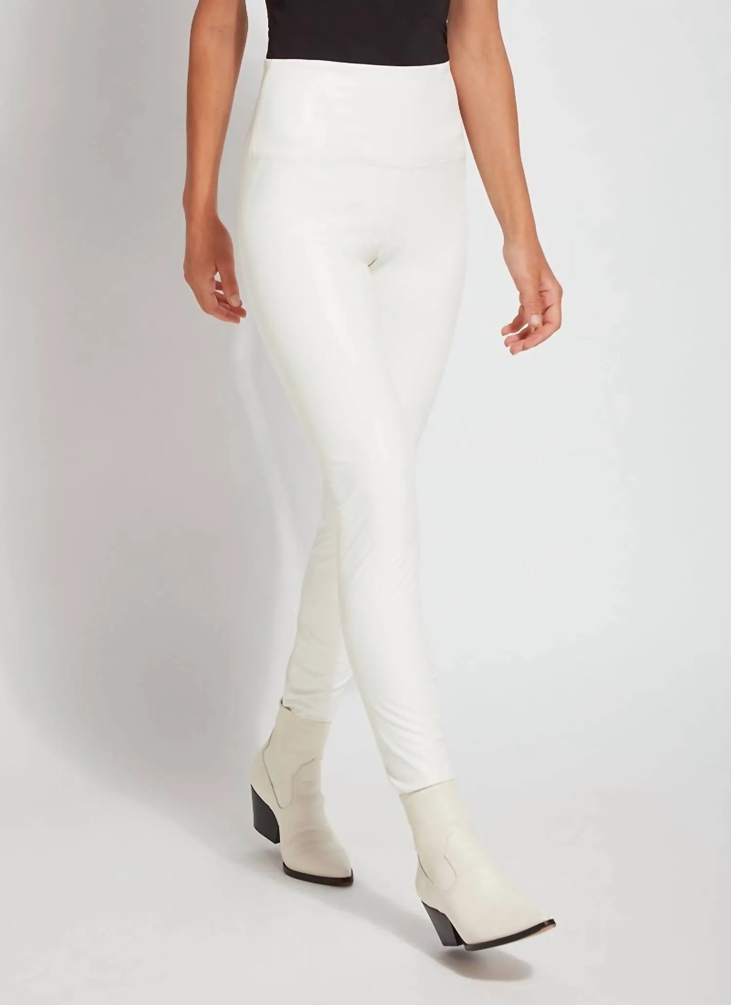 Textured Leather Legging In Snow White