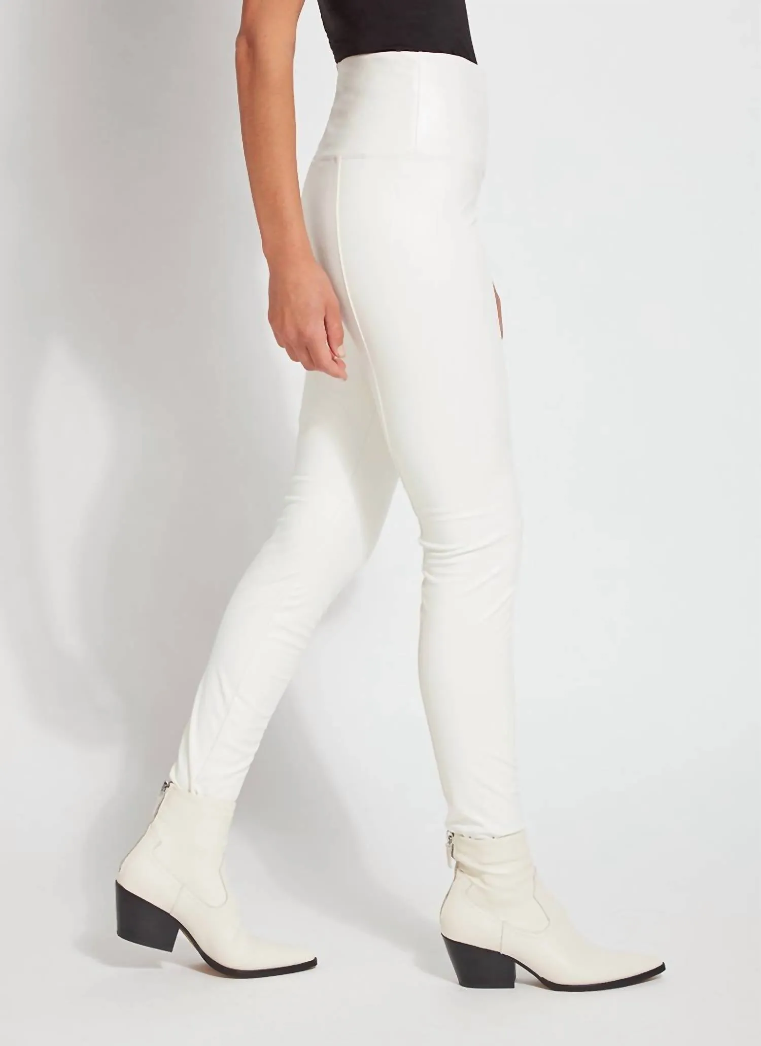 Textured Leather Legging In Snow White