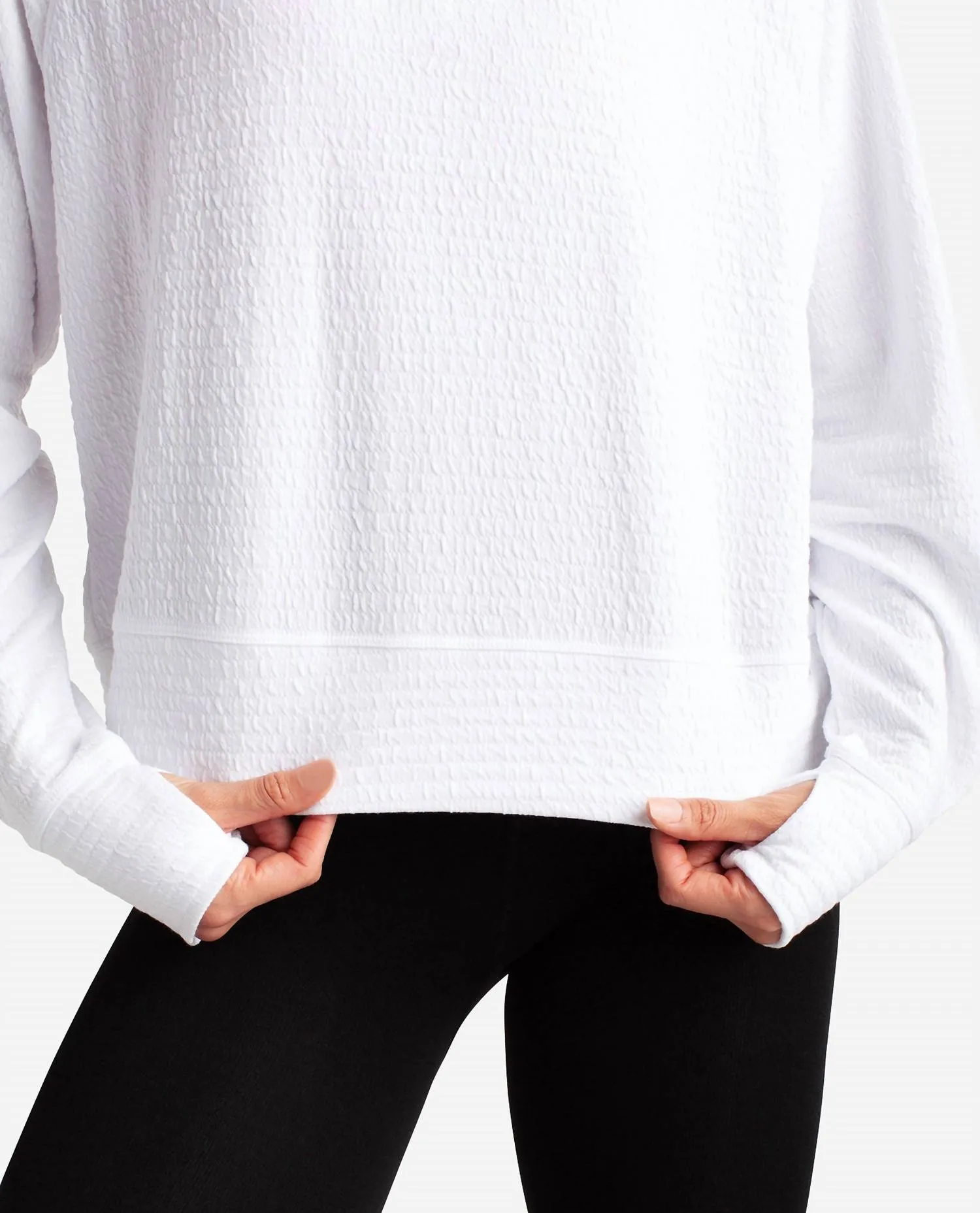 Textured Pullover Sweatshirt In Bright White