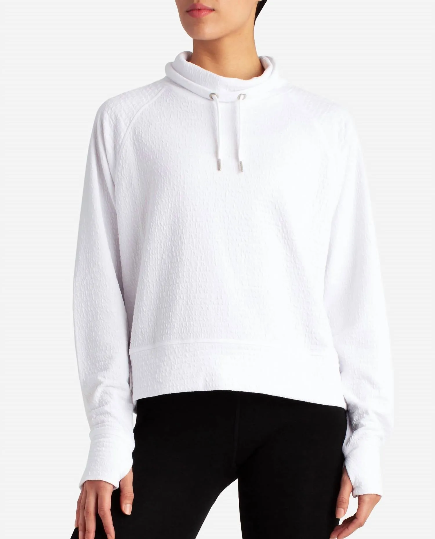 Textured Pullover Sweatshirt In Bright White
