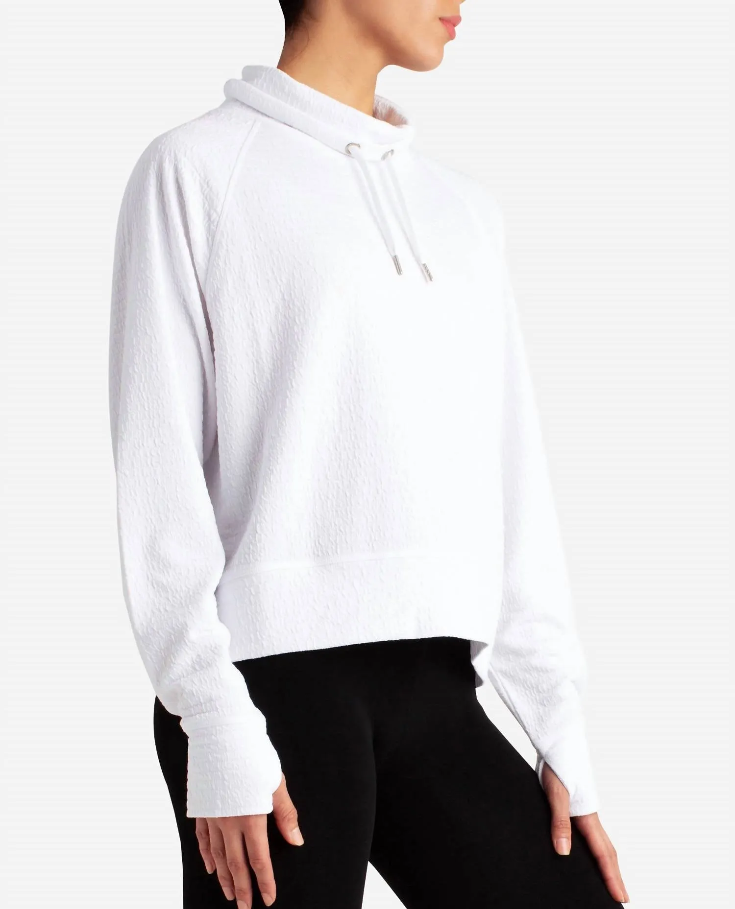 Textured Pullover Sweatshirt In Bright White