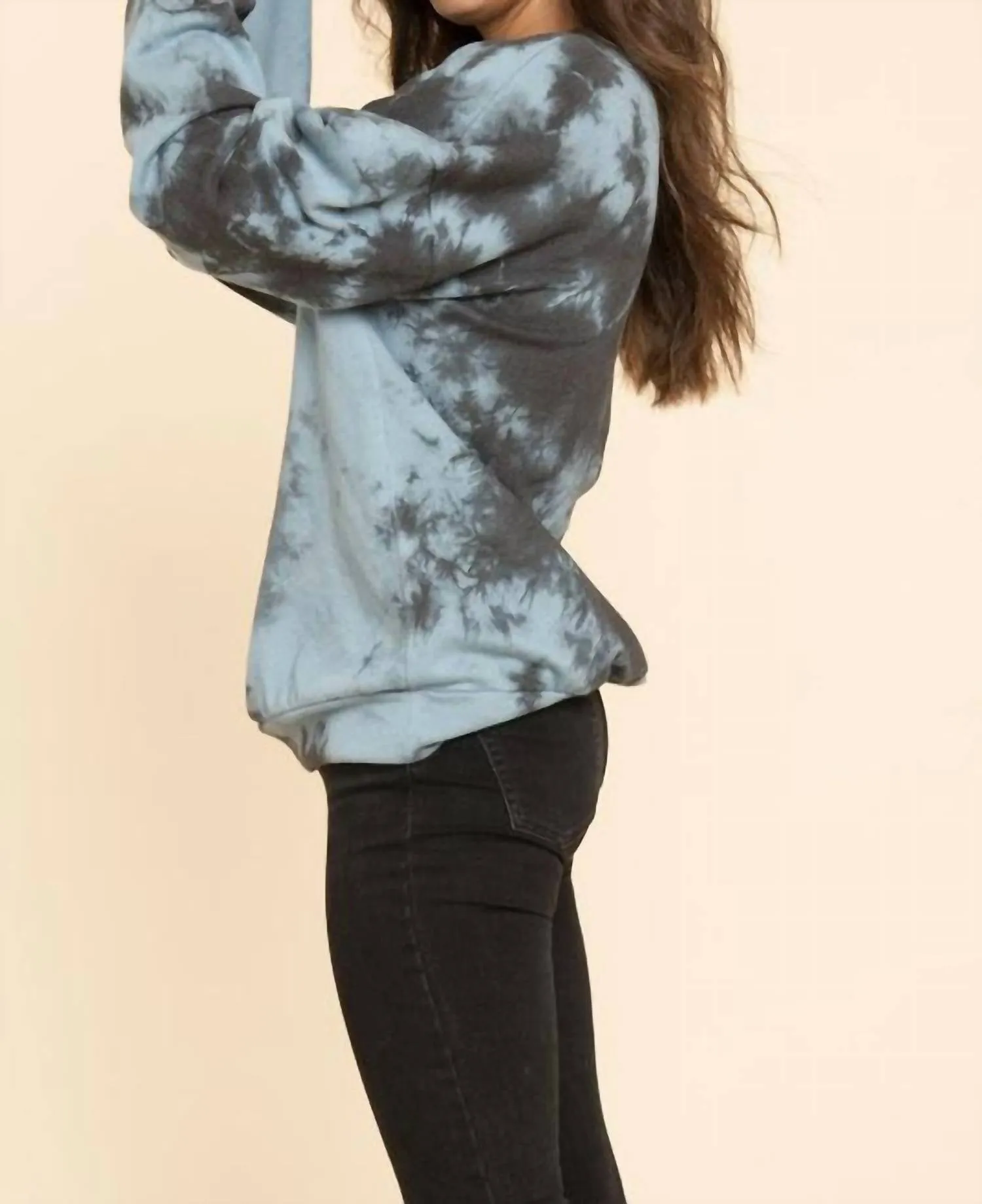 Tie Dye French Terry Top In Blue