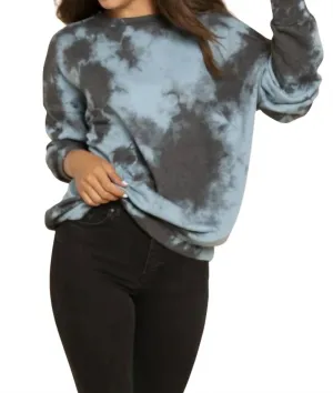 Tie Dye French Terry Top In Blue