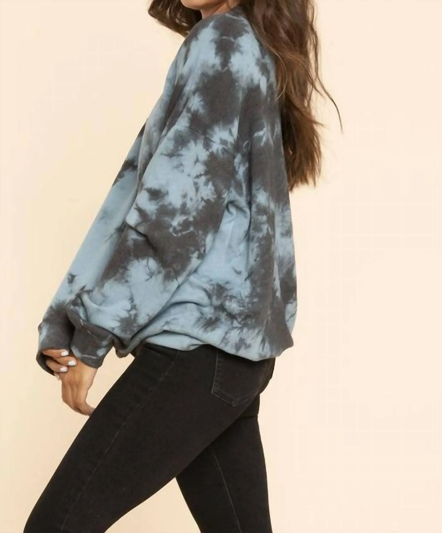 Tie Dye French Terry Top In Blue