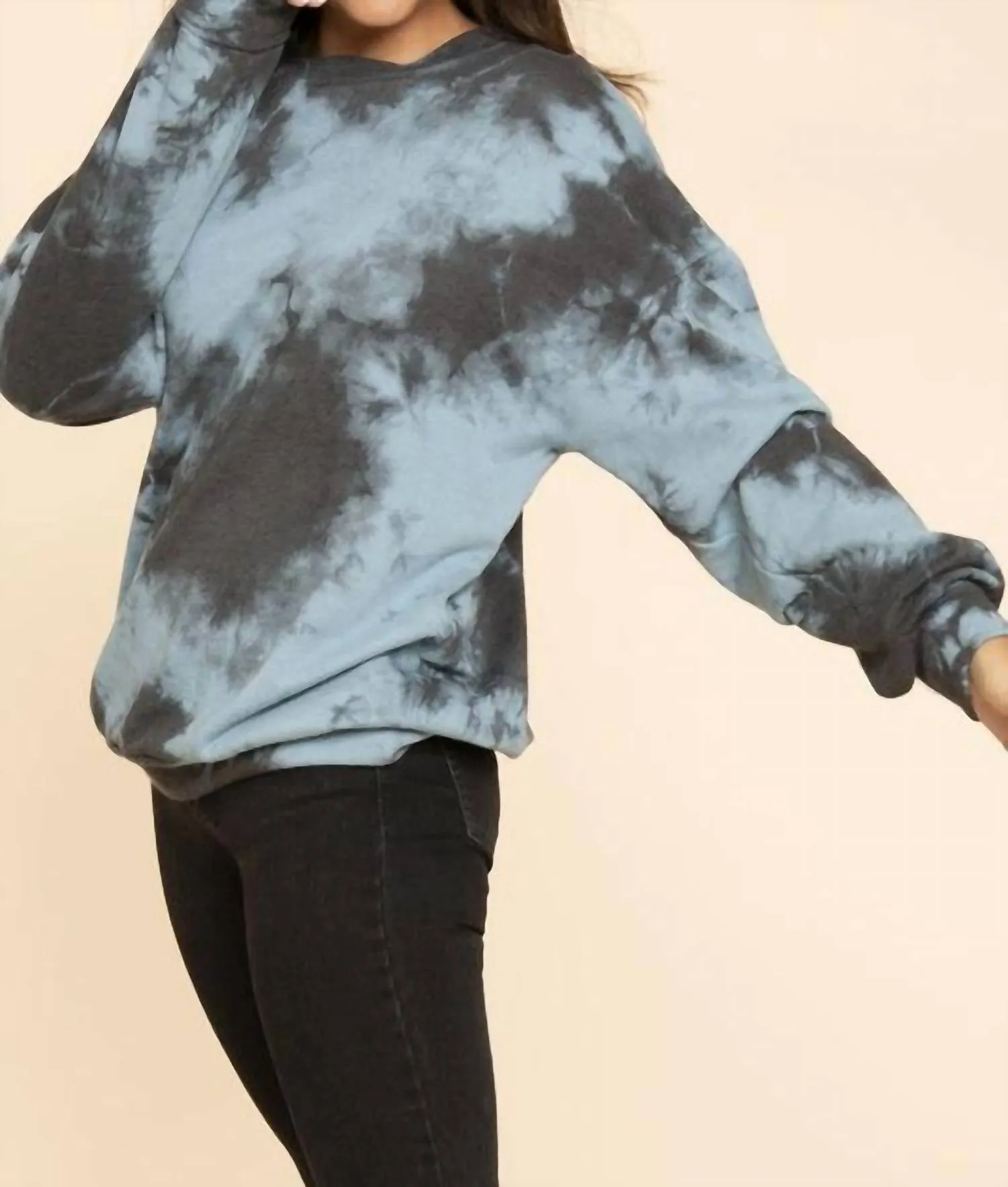 Tie Dye French Terry Top In Blue
