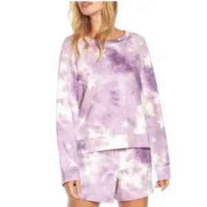 Tie Dye Stars Sweatshirt In Purple & White