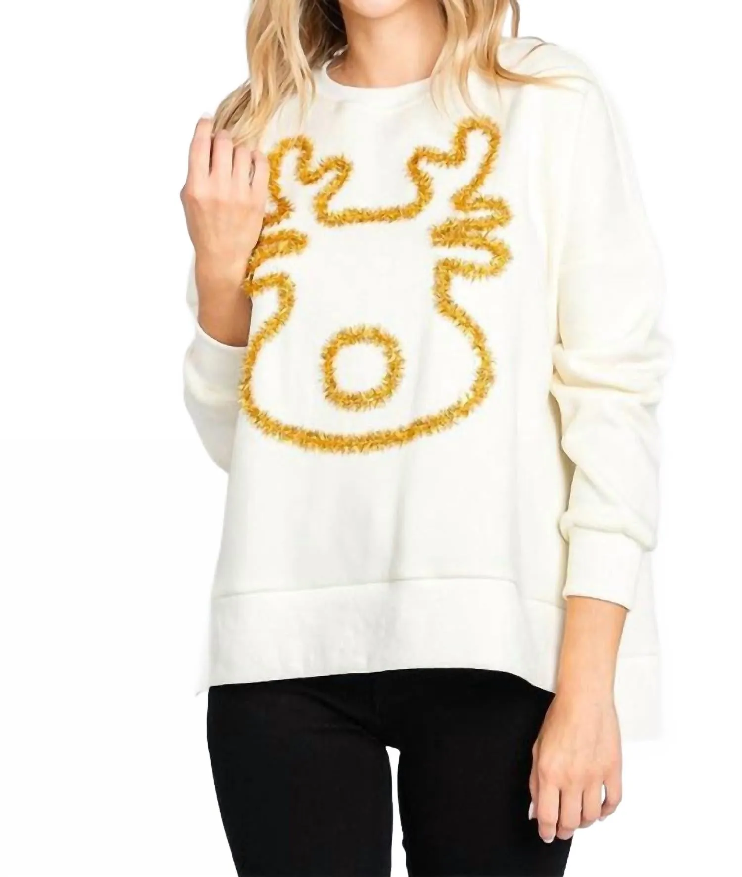 Tinsel Pullover Sweatshirt In Ivory