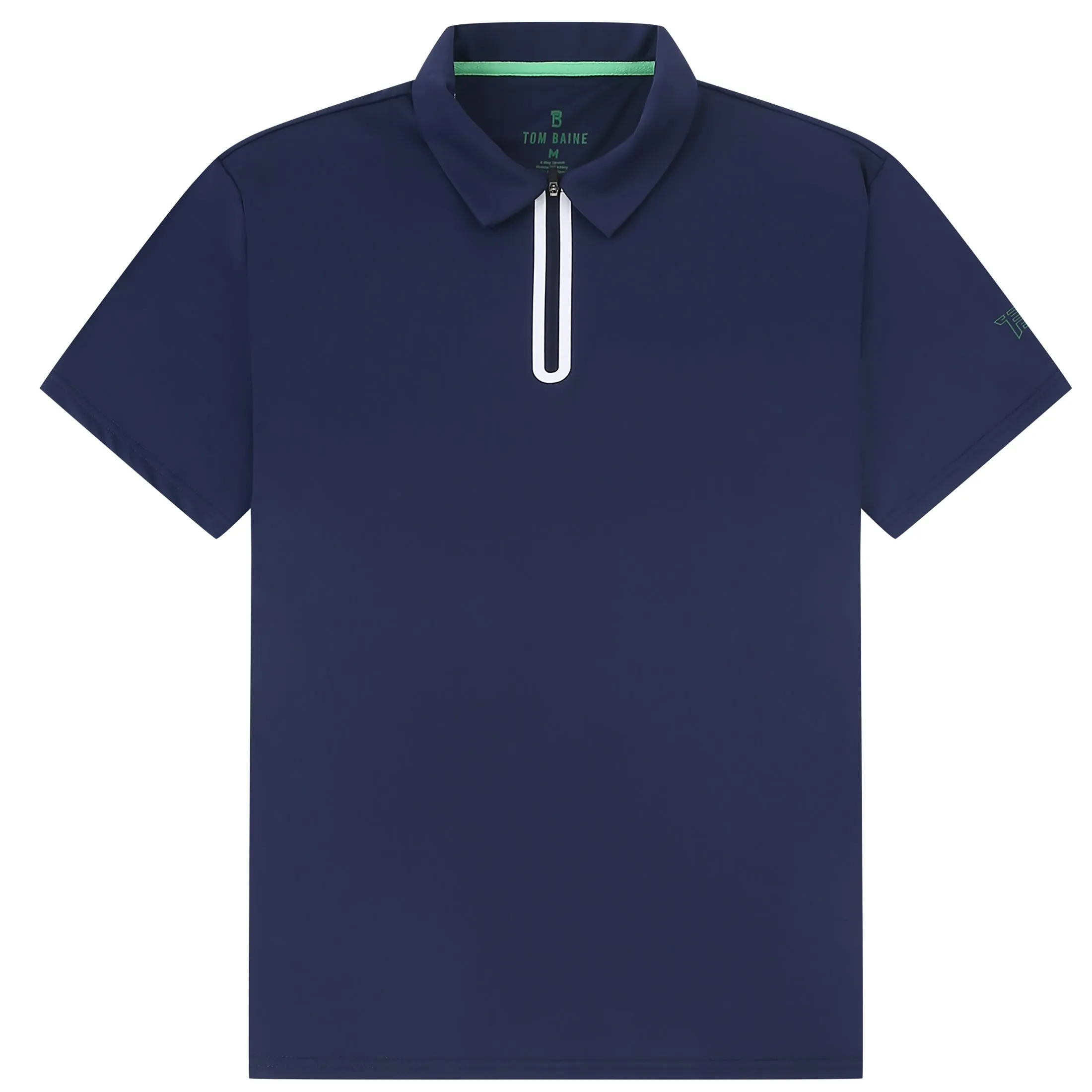 Tom Baine Performance Stretch Zipper Closure Solid Short Sleeve Polo