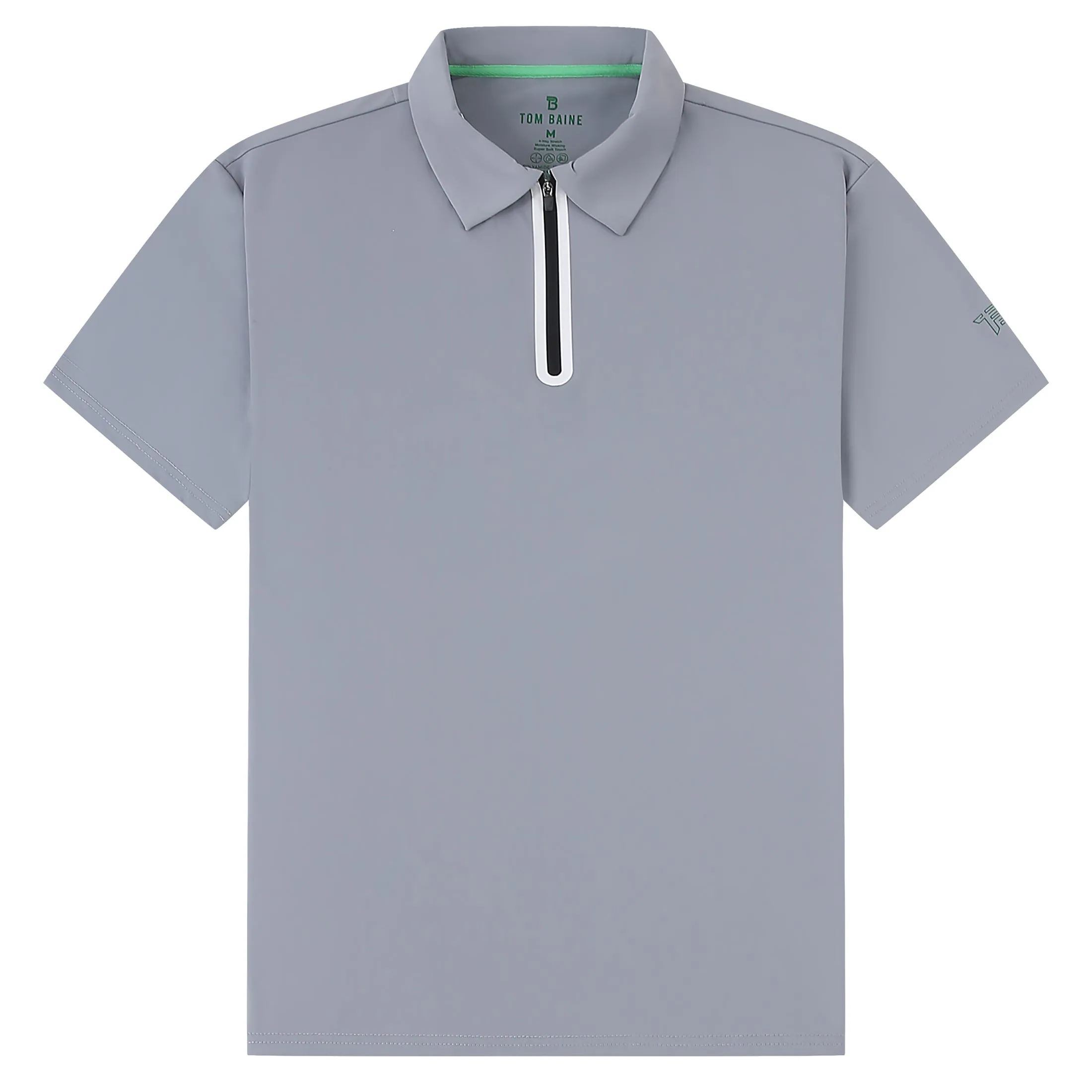 Tom Baine Performance Stretch Zipper Closure Solid Short Sleeve Polo