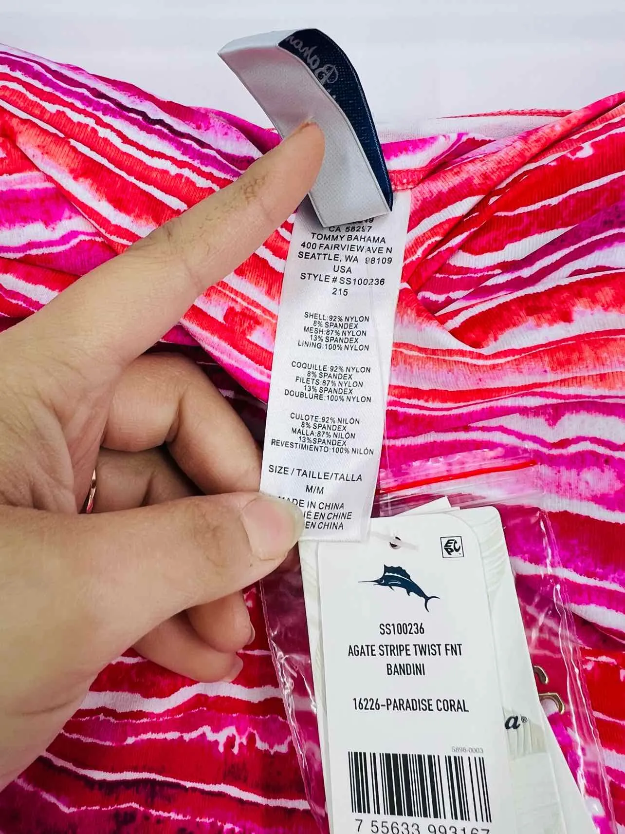 Tommy Bahama Size M Pk/Wh/Or Print NEW Swimwear 2-PC Swimsuit