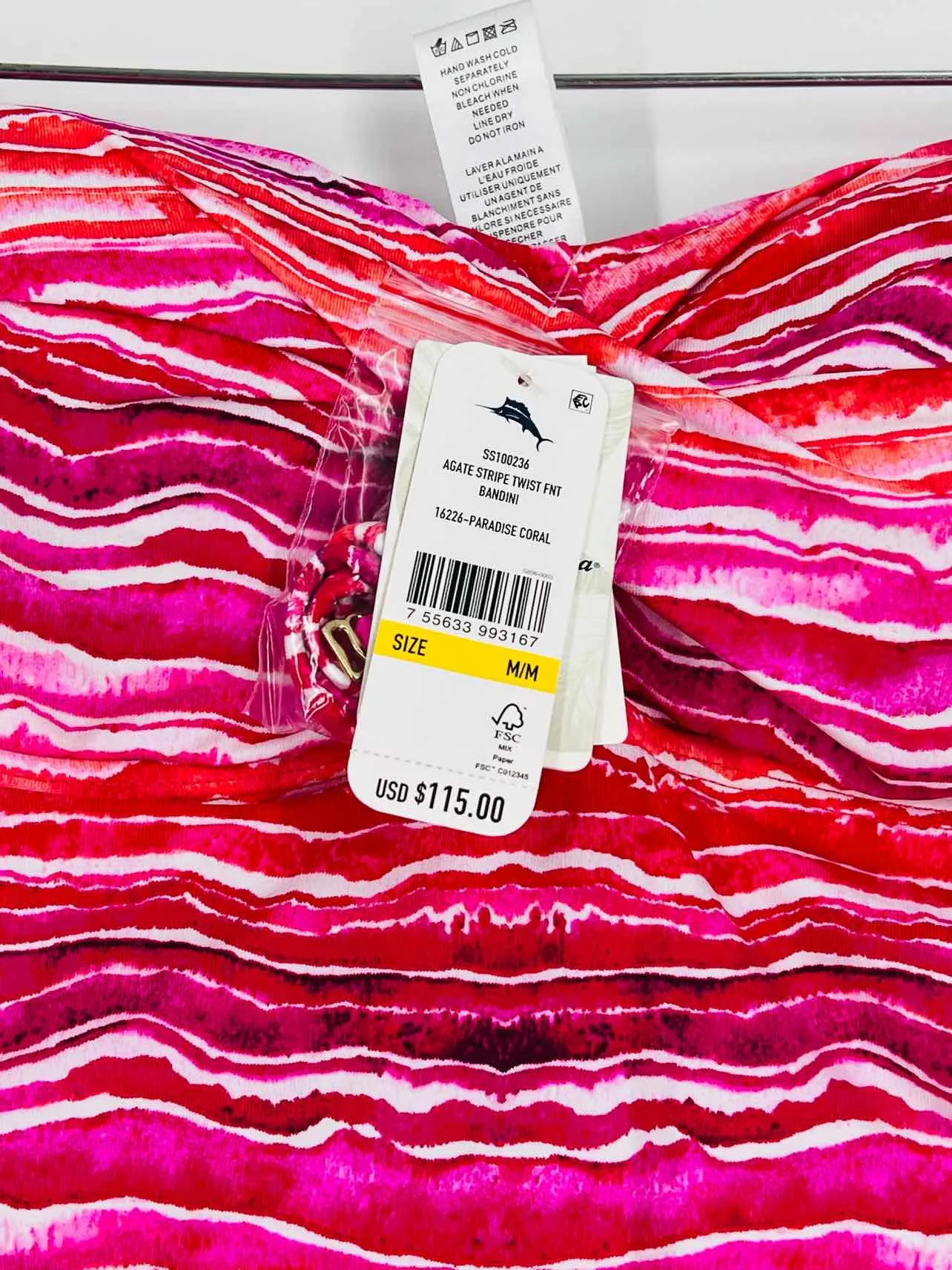 Tommy Bahama Size M Pk/Wh/Or Print NEW Swimwear 2-PC Swimsuit