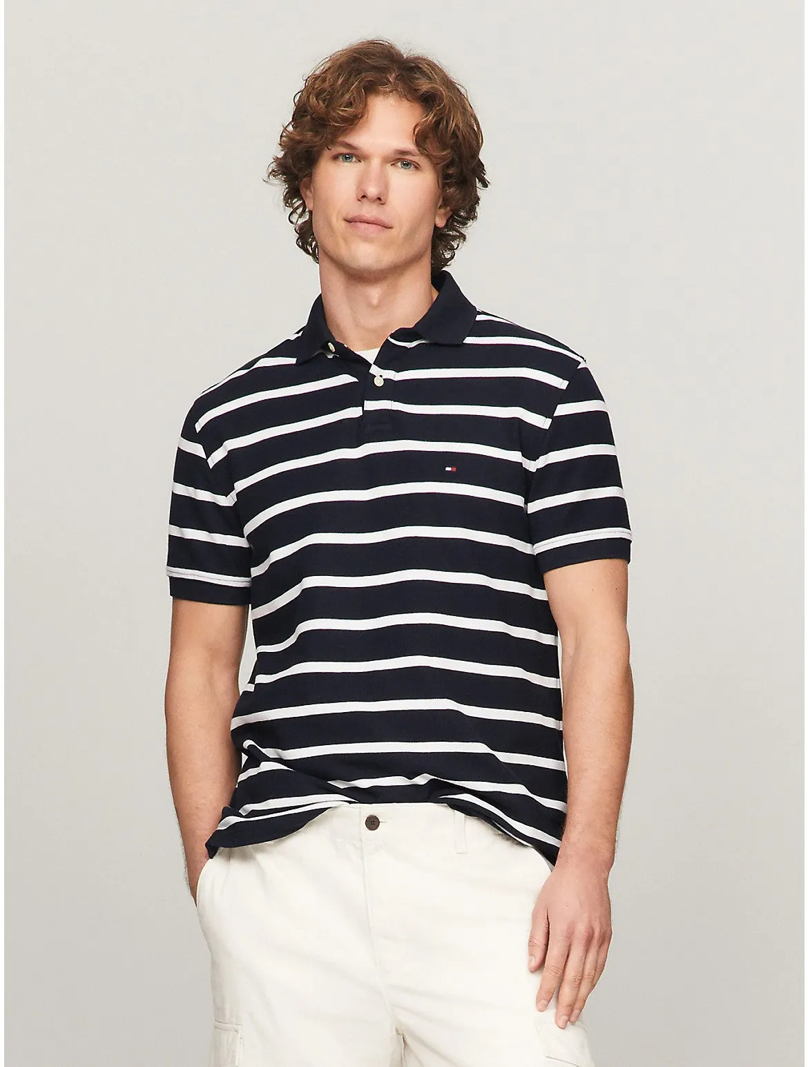 Tommy Hilfiger Men's Regular Fit Stripe Wicking Polo