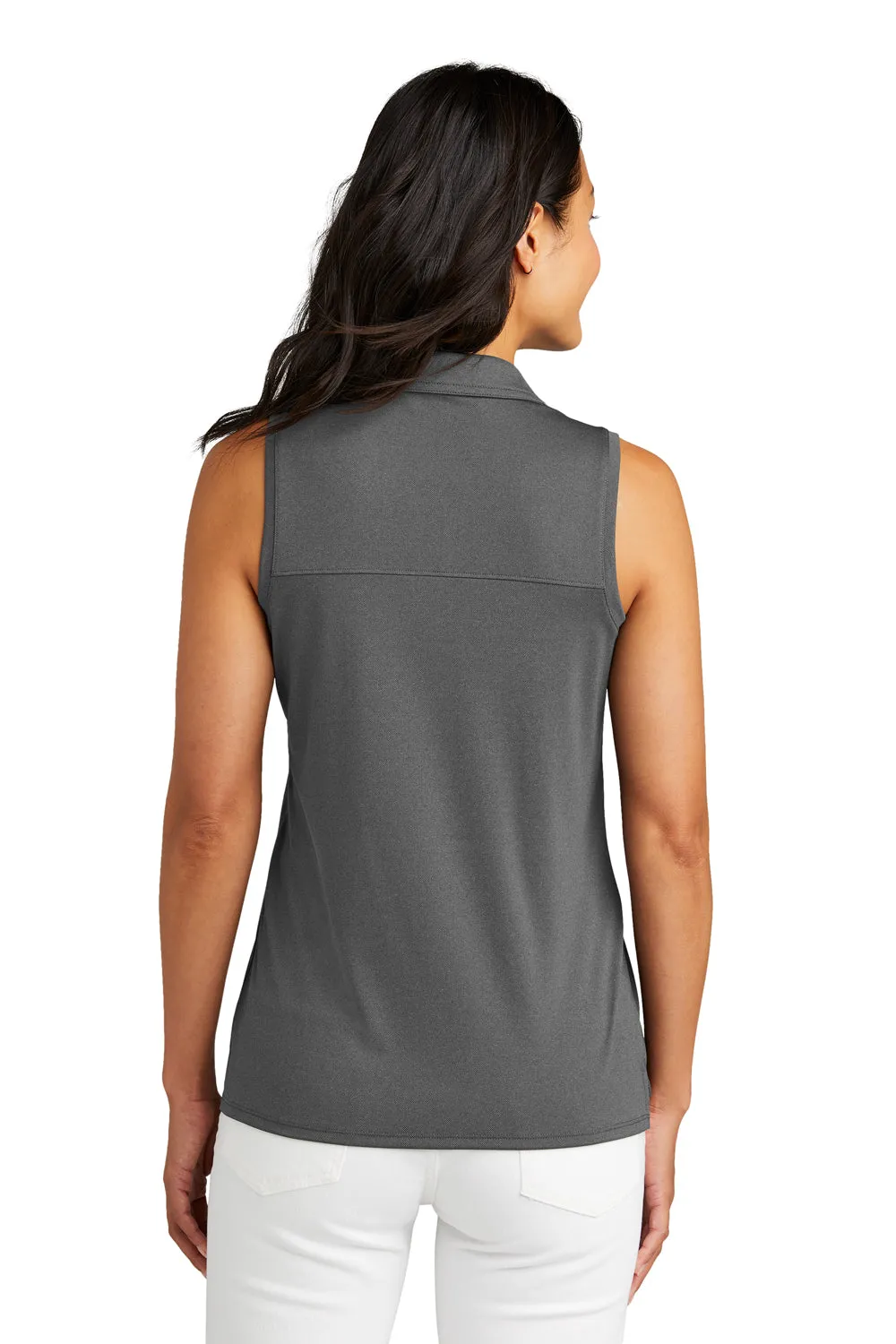 TravisMathew Womens Coto Performance Wrinkle Resistant Sleeveless Polo Shirt - Quiet Shade Grey/Black