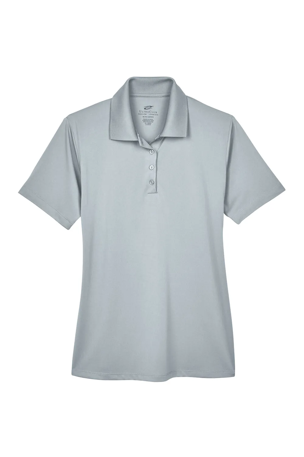UltraClub Womens Cool & Dry 8 Star Elite Performance Moisture Wicking Short Sleeve Polo Shirt - Silver Grey
