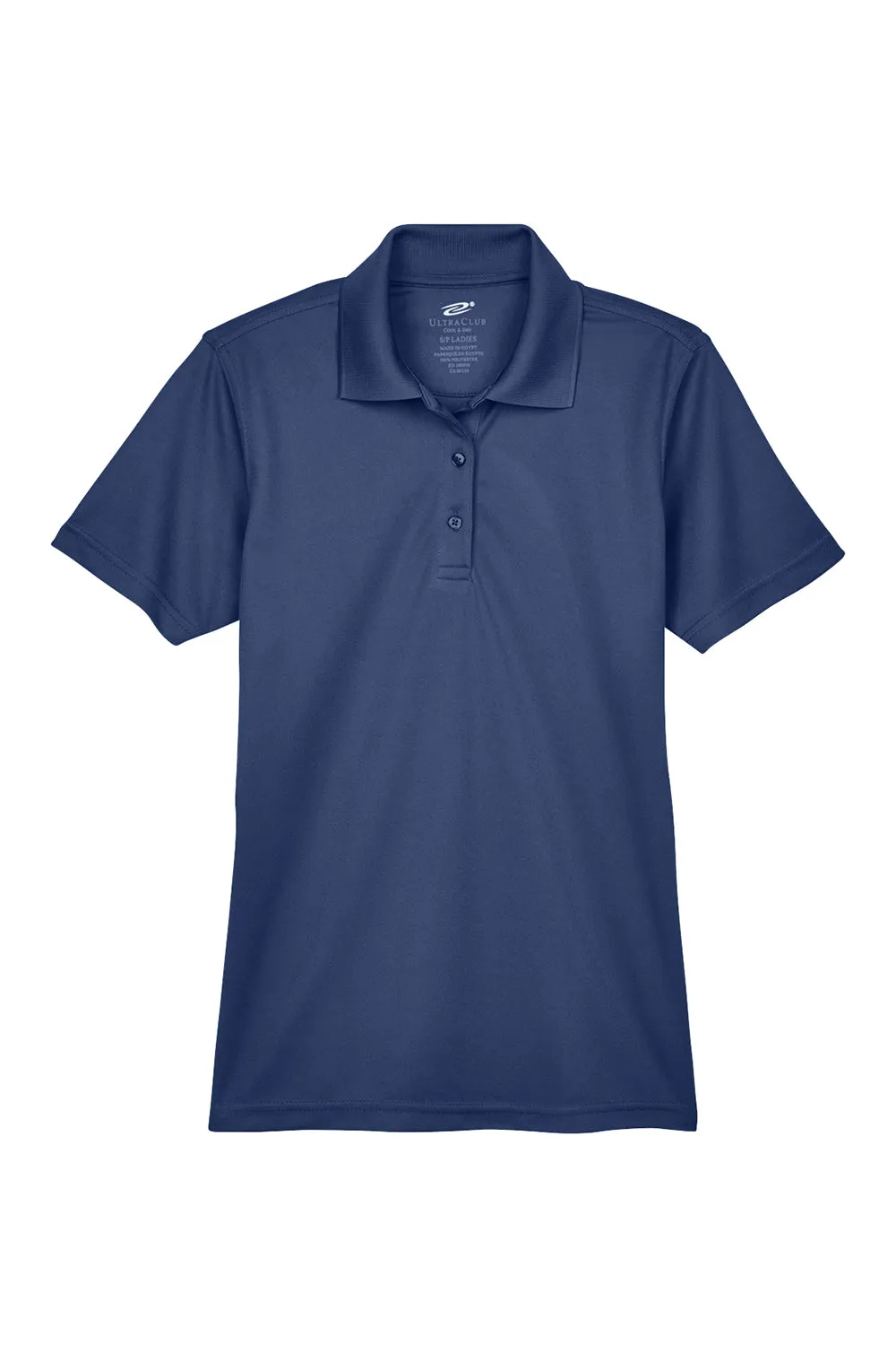 UltraClub Womens Cool & Dry Moisture Wicking Short Sleeve Polo Shirt - Navy Blue