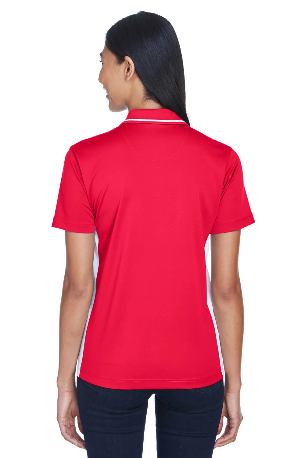 UltraClub Womens Cool & Dry Moisture Wicking Short Sleeve Polo Shirt - Red/White