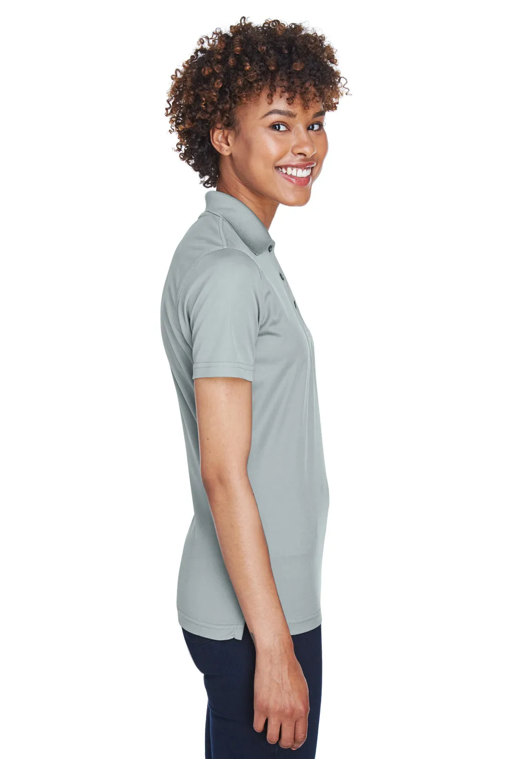 UltraClub Womens Cool & Dry Moisture Wicking Short Sleeve Polo Shirt - Silver Grey