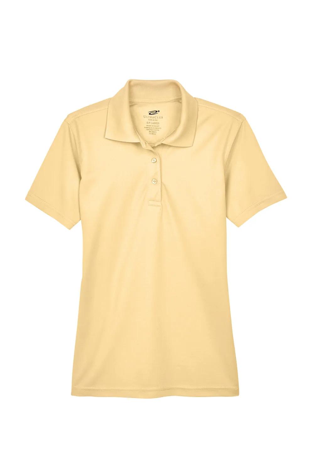 UltraClub Womens Cool & Dry Moisture Wicking Short Sleeve Polo Shirt - Yellow Haze