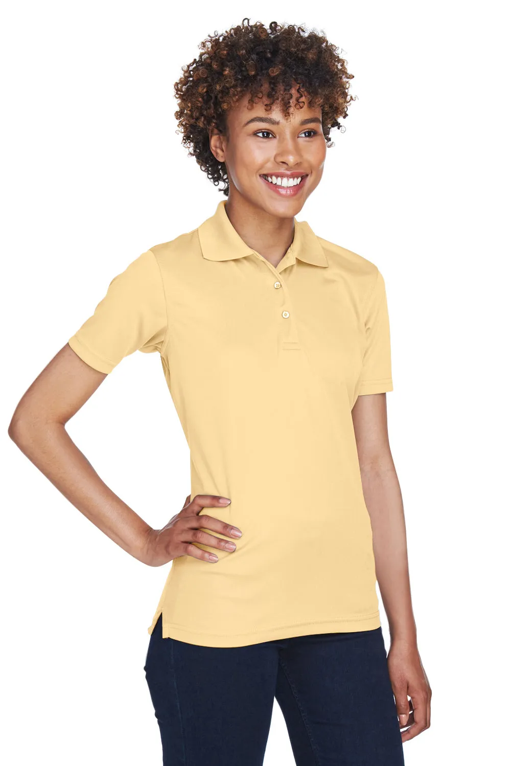 UltraClub Womens Cool & Dry Moisture Wicking Short Sleeve Polo Shirt - Yellow Haze